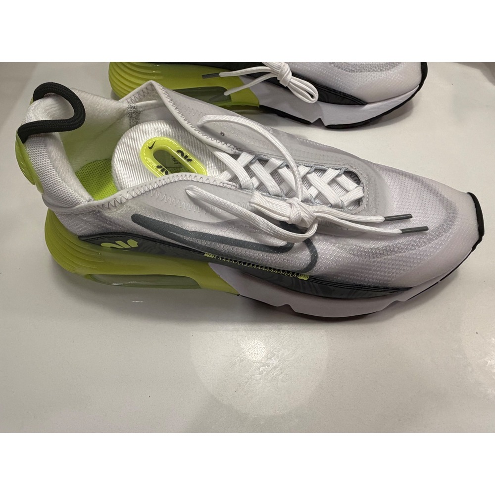 Nike Air Max 2090 Mens 12 White Grey Volt Yellow BV9977-101 Excellent